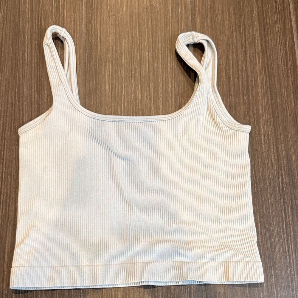 Elegant Cream Ribbed Camisole Top